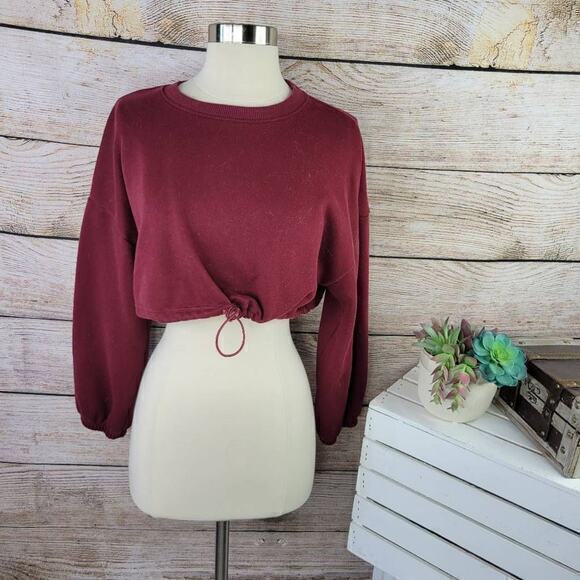 SHEIN EZwear Drop Shoulder Drawstring Thermal Lined Sweatshirt Red Size‎ 4 - Picture 1 of 5